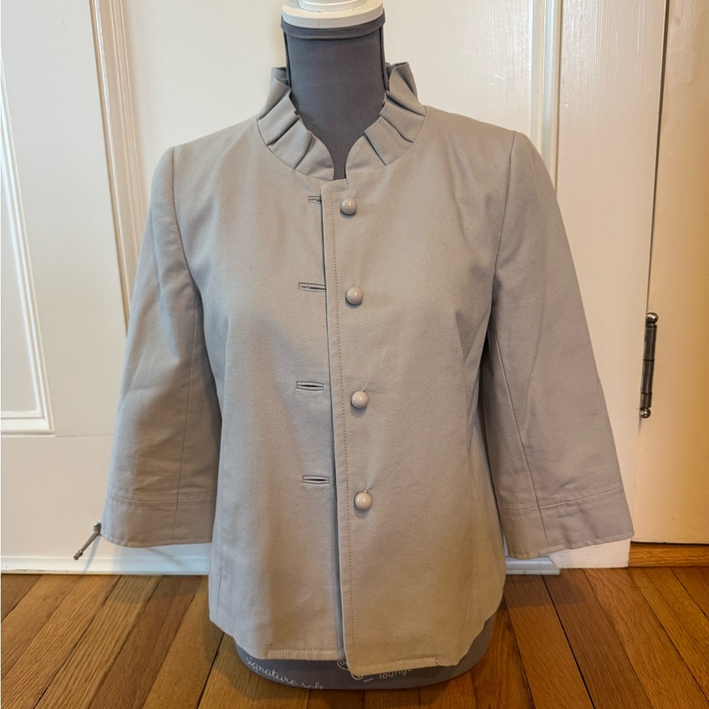 J. Crew Women's Light Gray Ruffle Collar Blazer